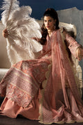 Afrozeh La Fuchsia Embroidered Organza 3Pc Suit - Elea - House Of Hania