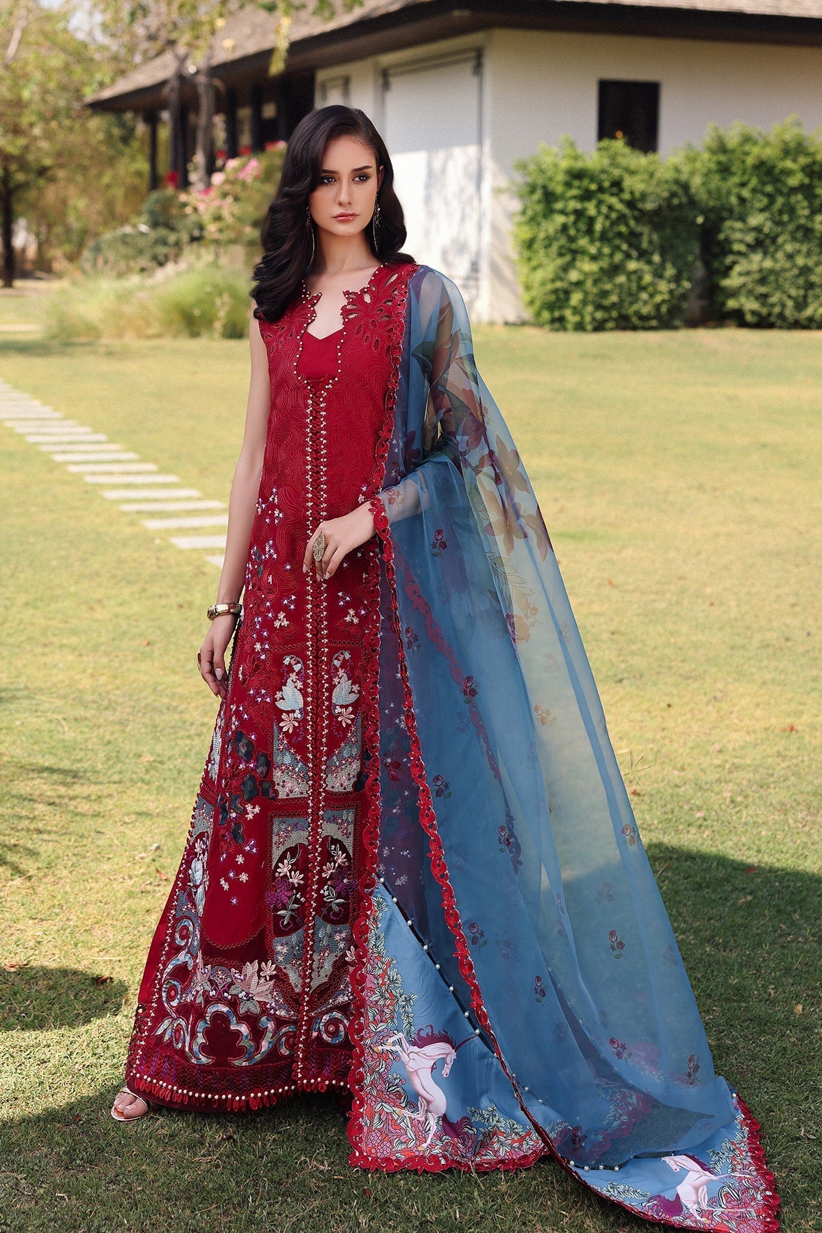 Afrozeh | Luxury Embroidered & Printed Lawn | Glacis - House Of Hania