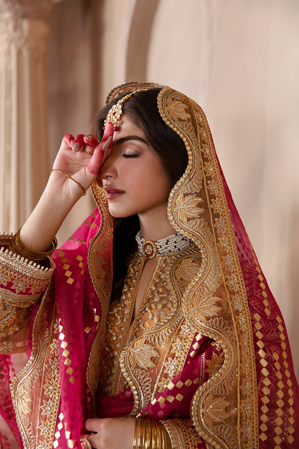 Afrozeh Shehnai Wedding Formal 3Pc Suit AFS-23-V1-08 Zari - House Of Hania