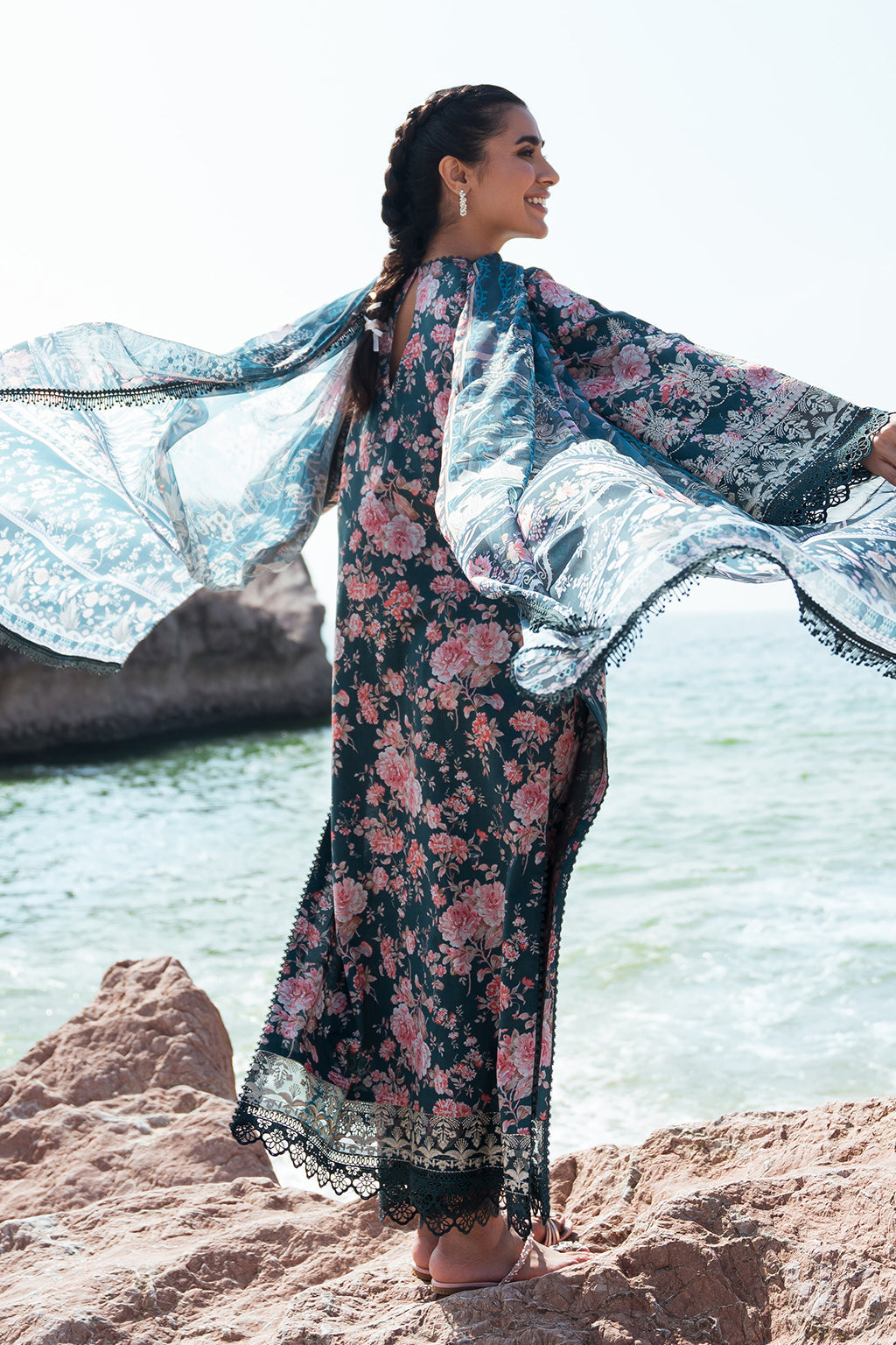 Afrozeh Summer Together Embroidered Lawn 3Pc Suit - Clover - House Of Hania