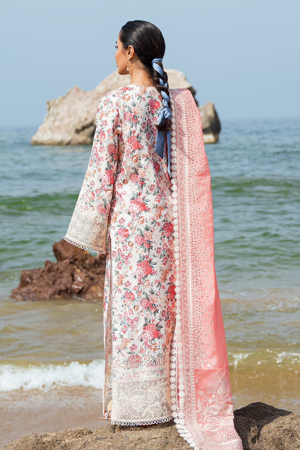 Afrozeh Summer Together Embroidered Lawn 3Pc Suit - Gardenia - House Of Hania