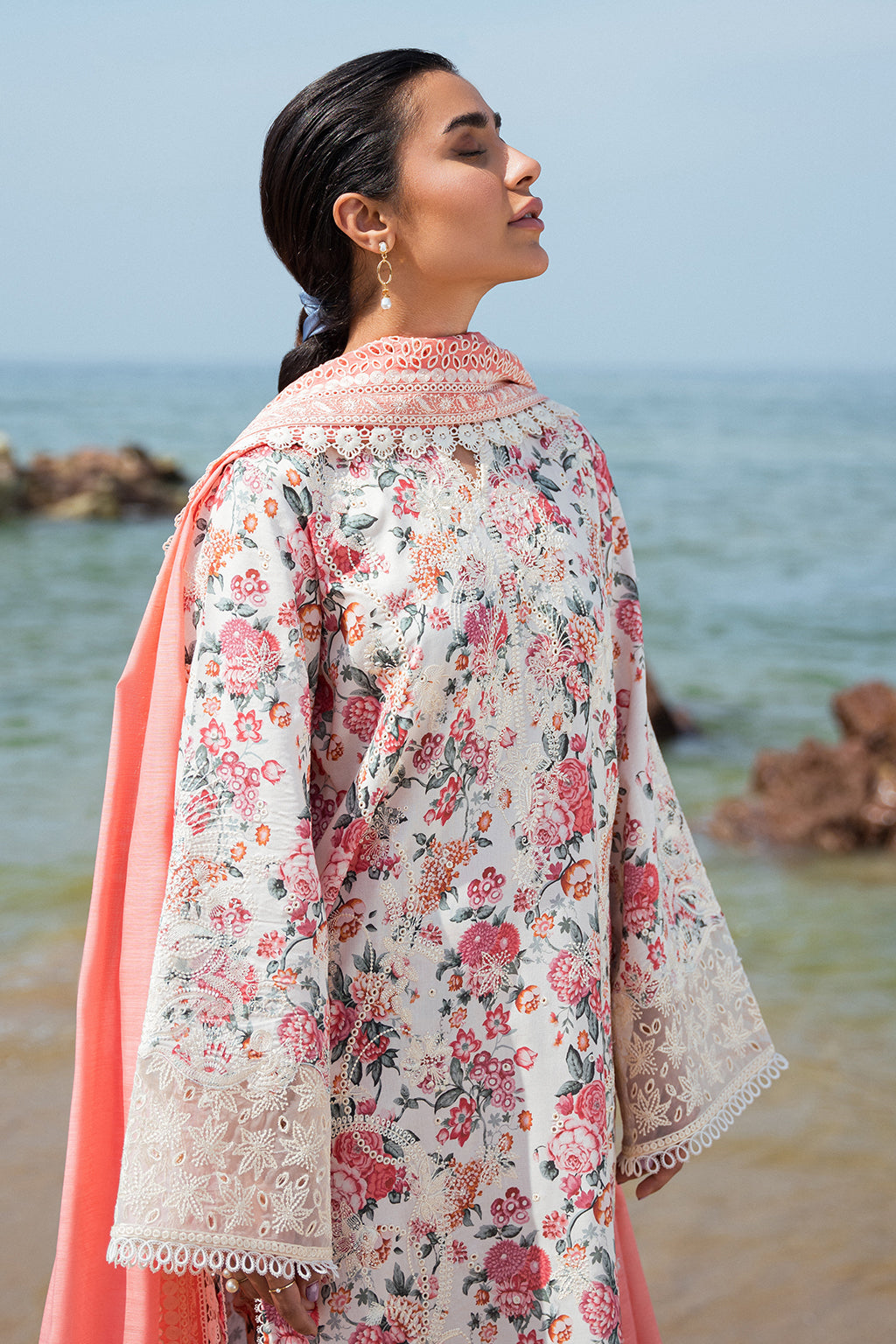 Afrozeh Summer Together Embroidered Lawn 3Pc Suit - Gardenia - House Of Hania