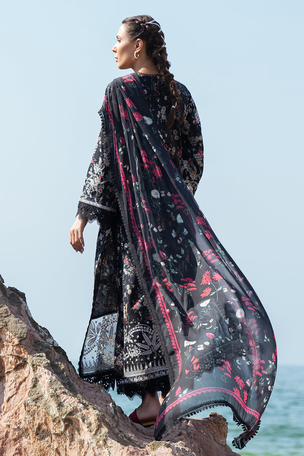 Afrozeh Summer Together Embroidered Lawn 3Pc Suit - Levana - House Of Hania