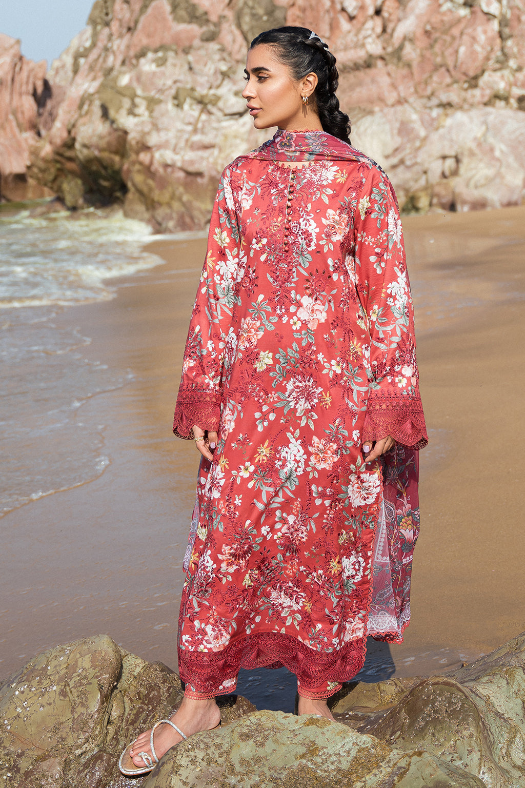 Afrozeh Summer Together Embroidered Lawn 3Pc Suit - Scarley - House Of Hania