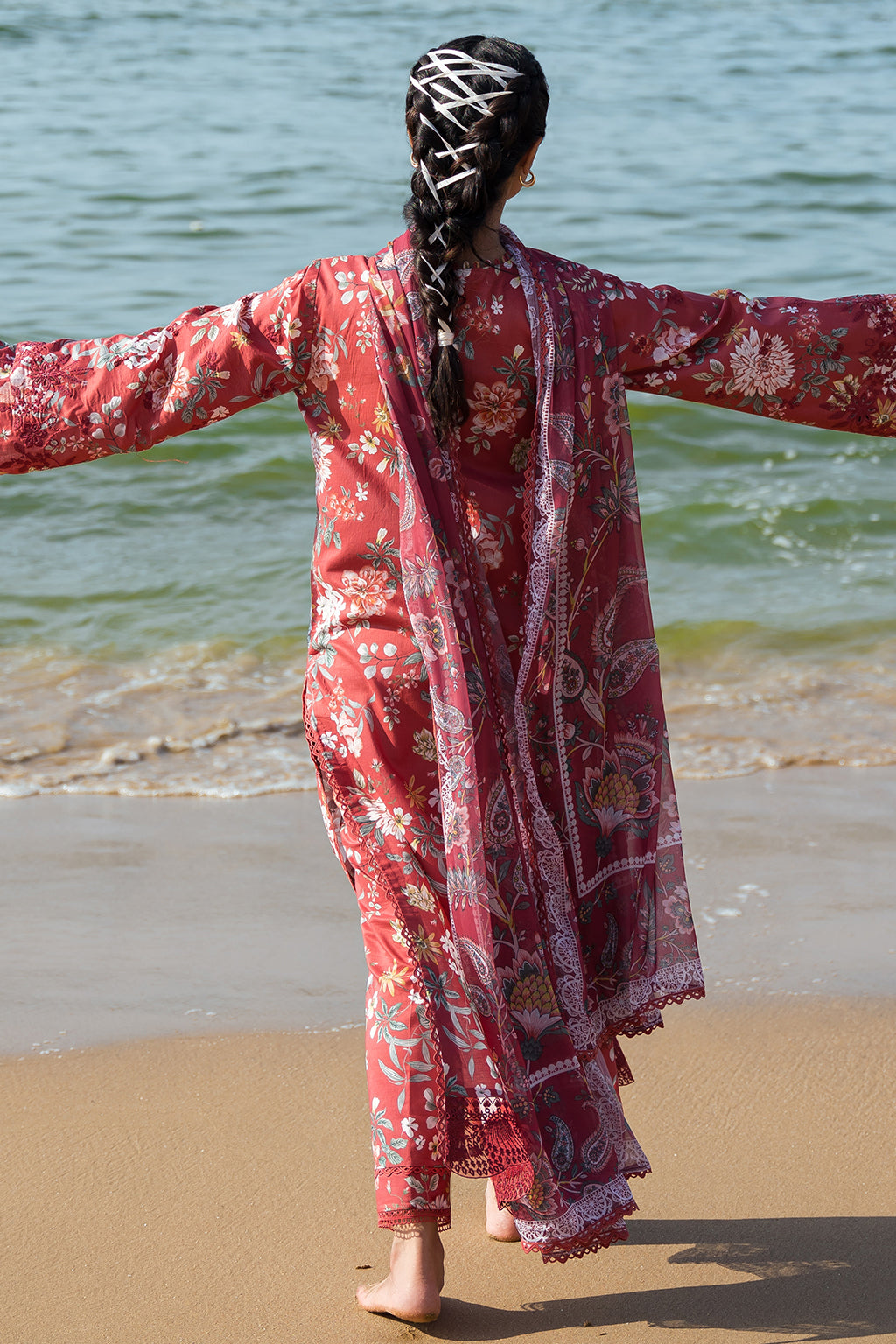 Afrozeh Summer Together Embroidered Lawn 3Pc Suit - Scarley - House Of Hania