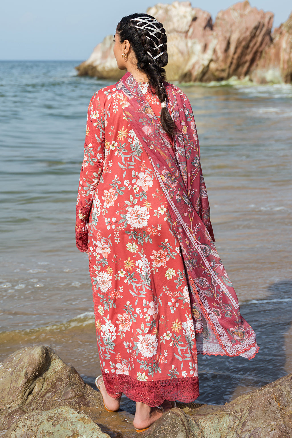 Afrozeh Summer Together Embroidered Lawn 3Pc Suit - Scarley - House Of Hania