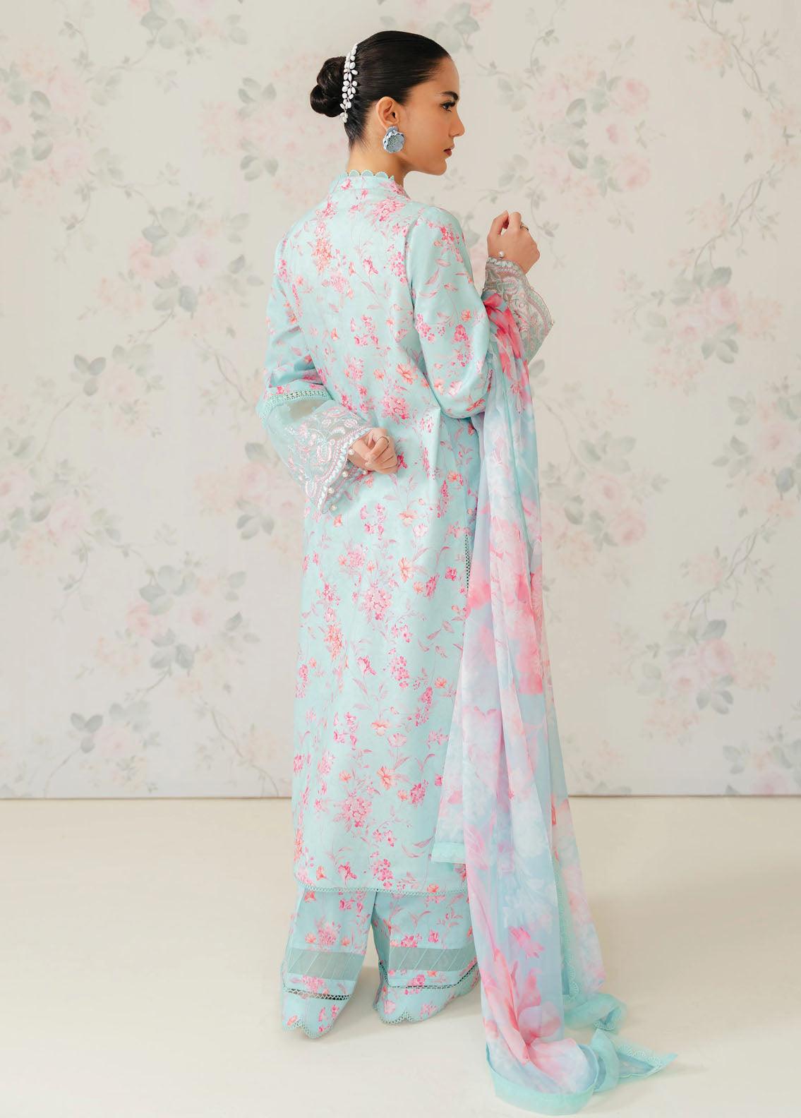 Afrozeh The Floral Charm Embroidered Lawn 3Pc Suit AL-24-V1-07 - House Of Hania