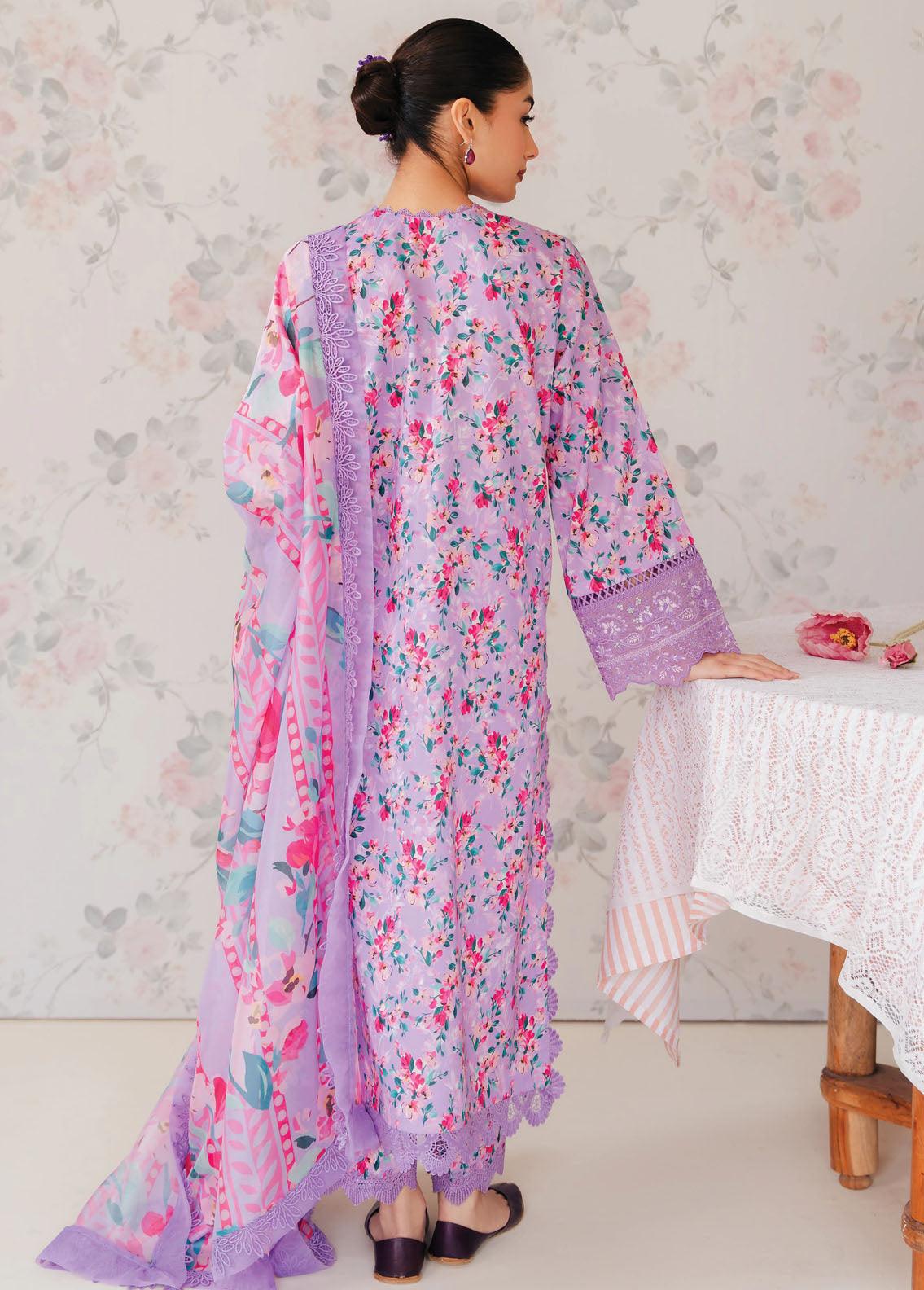 Afrozeh The Floral Charm Embroidered Lawn 3Pc Suit AL-24-V1-09 - House Of Hania