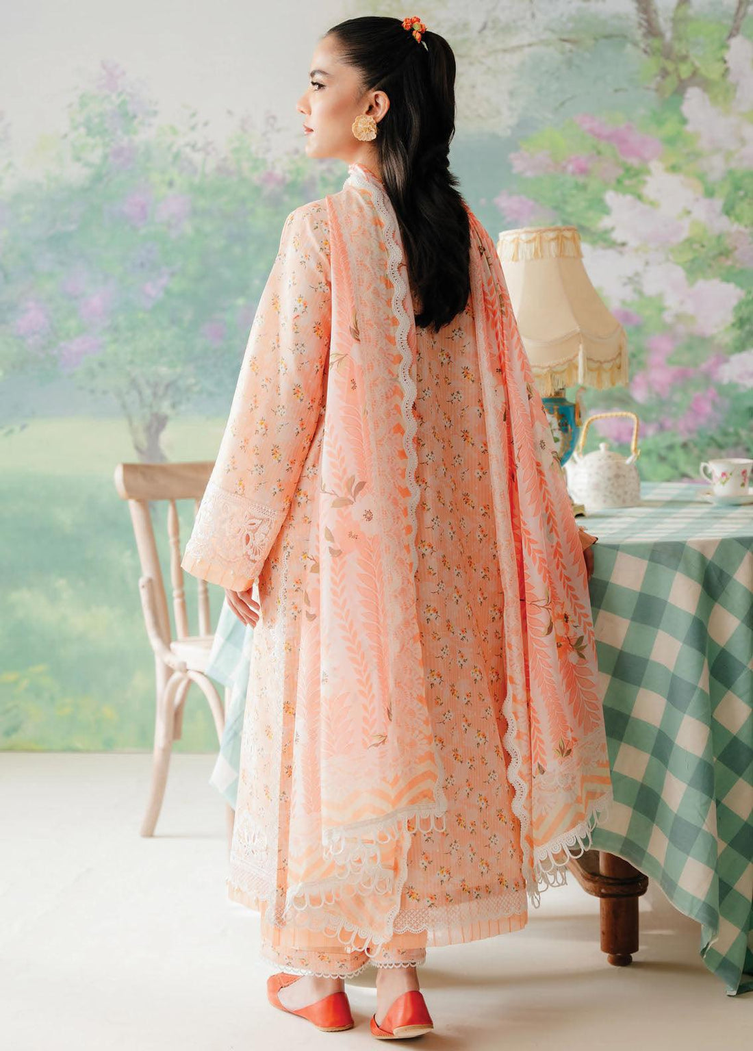Afrozeh The Floral Charm Embroidered Lawn 3Pc Suit AL-24-V1-10 - House Of Hania