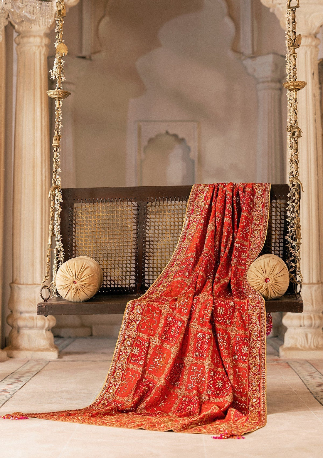 Aik Atelier | Wedding Festive 26 | CORAL MEDIUM SILK SHAWL - House Of Hania