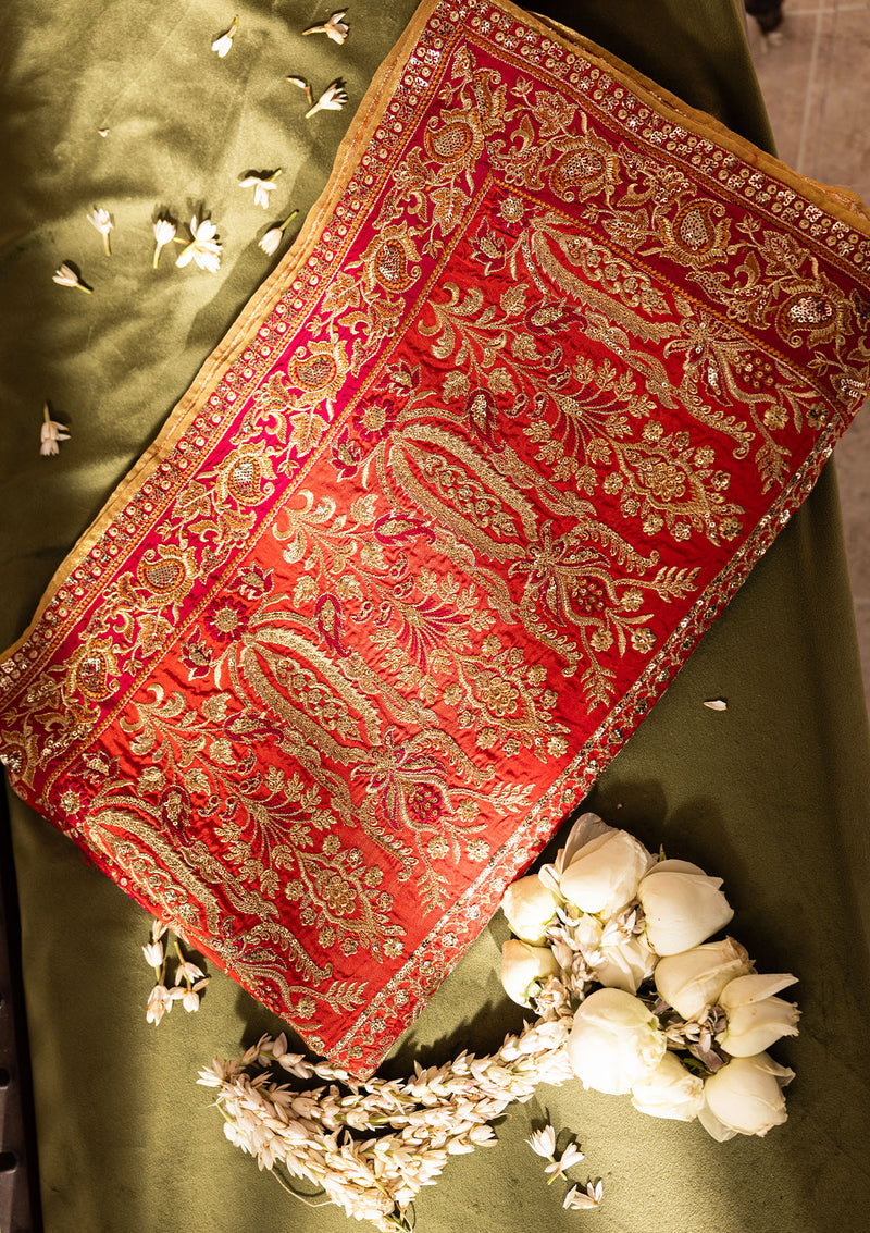 Aik Atelier | Wedding Festive 26 | CORAL MEDIUM SILK SHAWL - House Of Hania