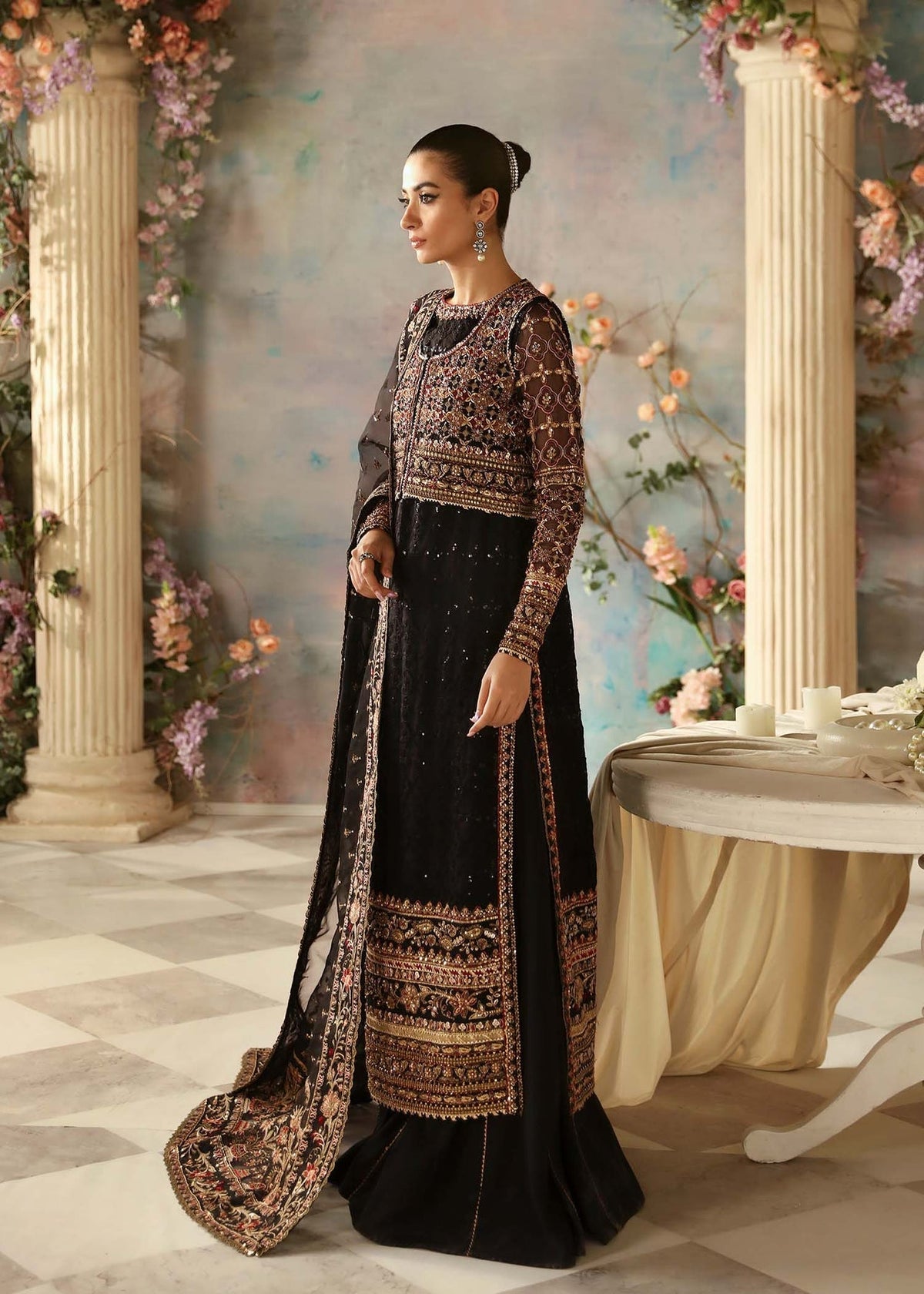 Akbar Aslam Ebene lehenga, sharara or trouser detail