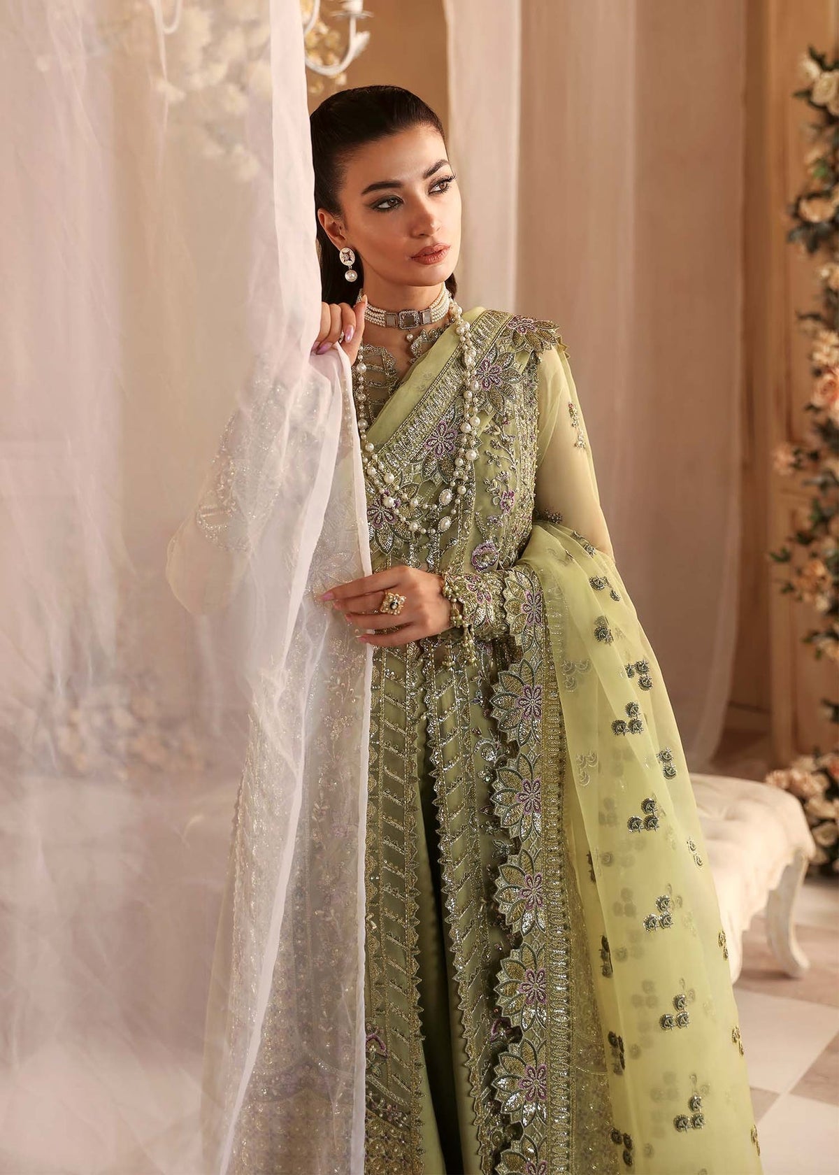 Akbar Aslam Seren lehenga, sharara or trouser detail