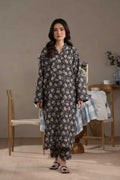 Model wearing Akbar Aslam Fenlia long shirt & trousers co-ord