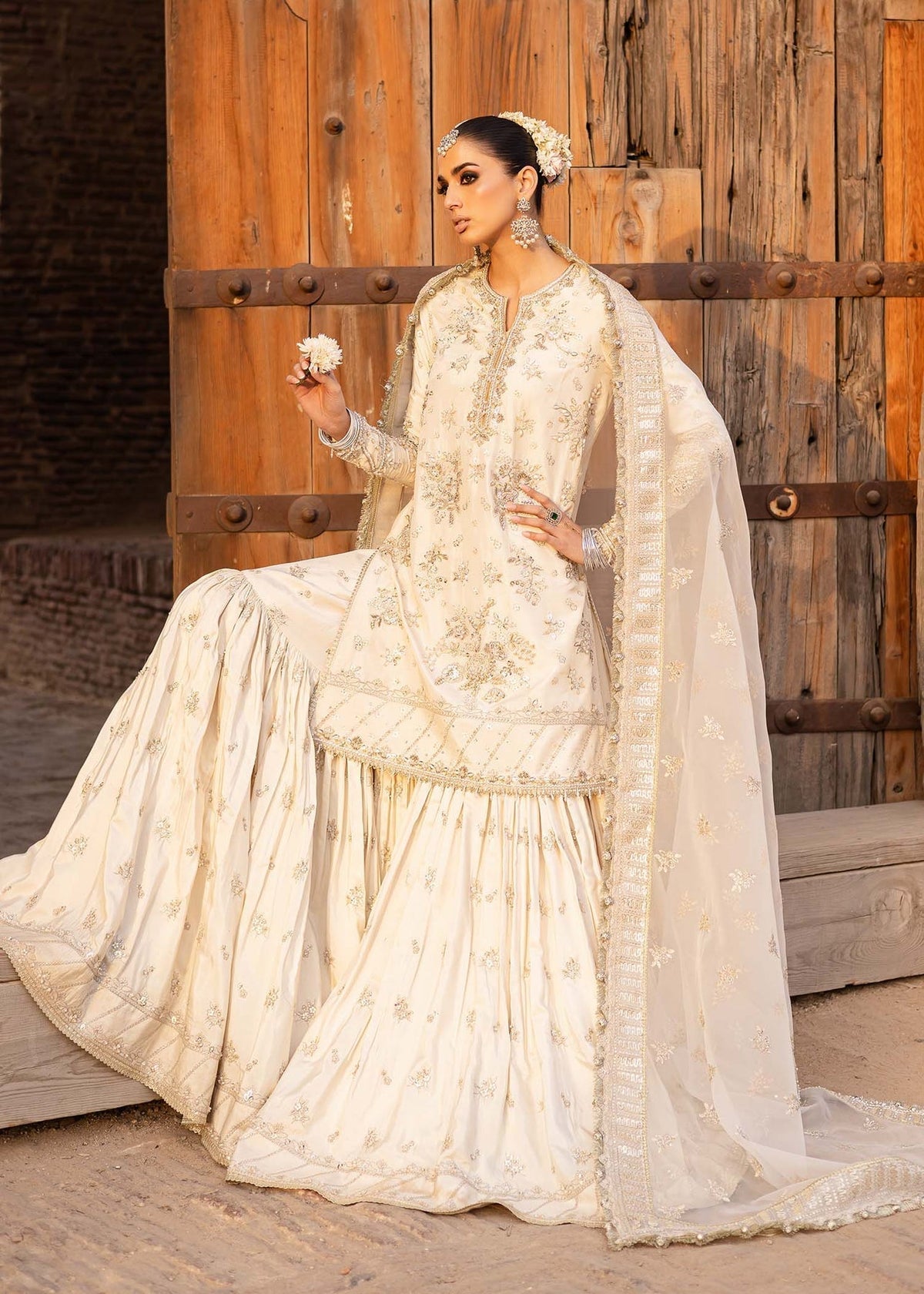 Akbar Aslam Roshaneh lehenga, sharara or trouser detail