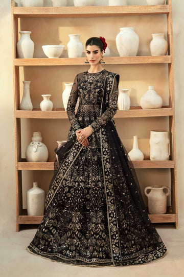 Model wearing Akbar Aslam Cinder blouse & lehenga with dupatta