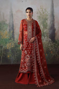 Model wearing Akbar Aslam Laalroz shirt & trousers with dupatta