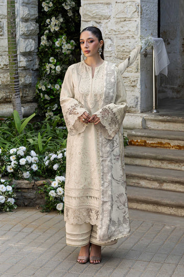 Model wearing Akbar Aslam Aurielle shirt & trousers with dupatta