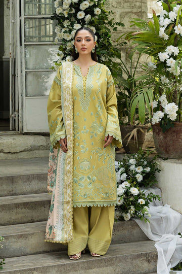 Model wearing Akbar Aslam Elysia shirt & trousers with dupatta