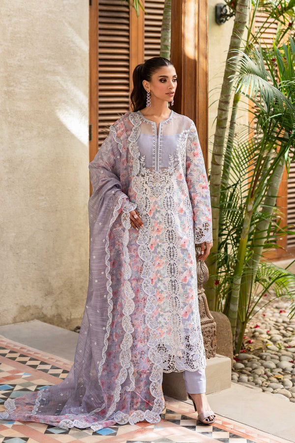 Model wearing Akbar Aslam Linea shirt & trousers with dupatta