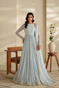 Model wearing Akbar Aslam Hayie maxi & lehenga