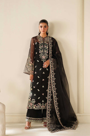 Model wearing Akbar Aslam Noir shirt & trousers with dupatta