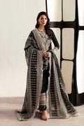 Model wearing Akbar Aslam Onyx shirt & trousers with dupatta