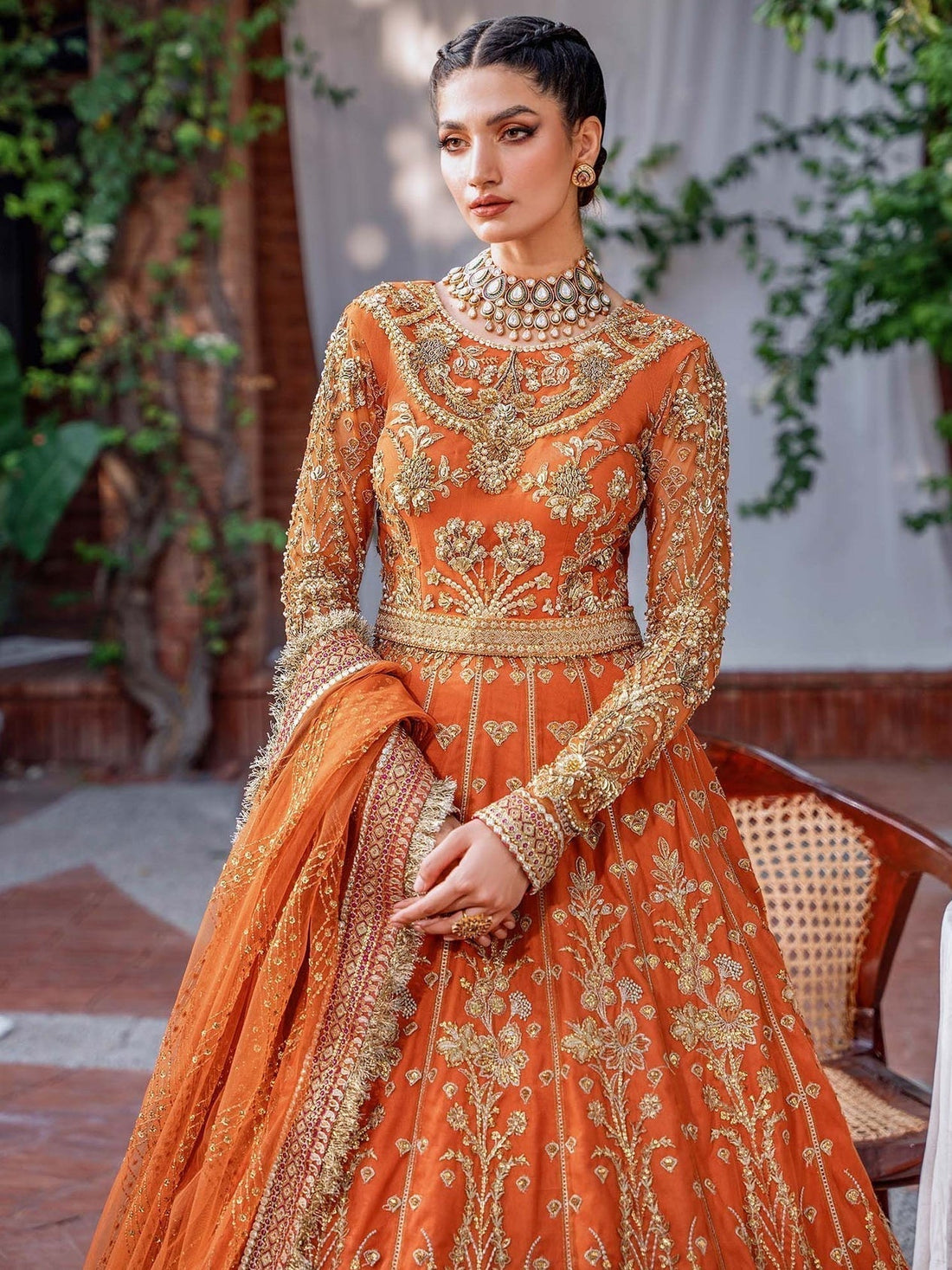 Akbar Aslam Mastani Embroidered Net 3Pc Suit - MAHJABEEN - House Of Hania