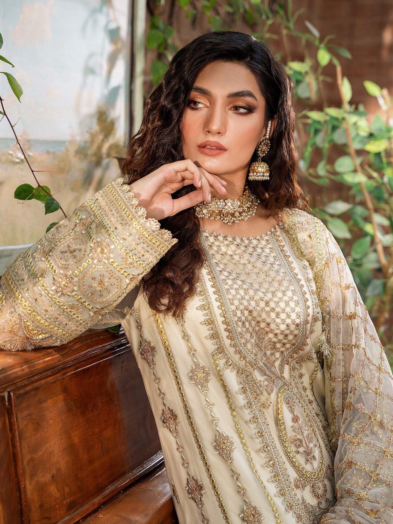Akbar Aslam Mastani Embroidered Net 3Pc Suit - MEHRUNISA - House Of Hania