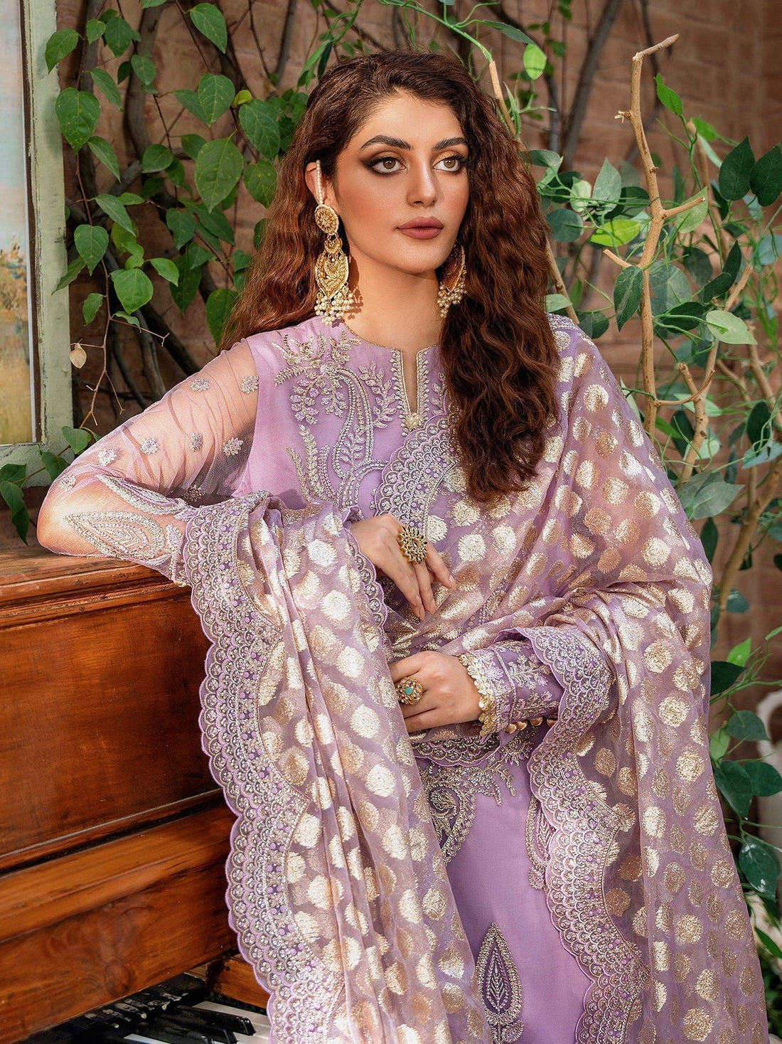 Akbar Aslam Mastani Embroidered Net 3Pc Suit - RANIYA - House Of Hania