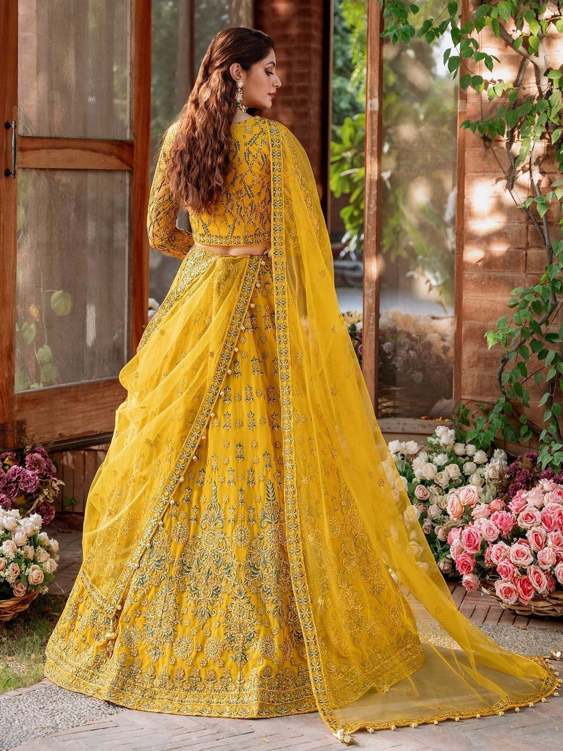 Akbar Aslam Mastani Embroidered Net 3Pc Suit - SHEHERNAZ - House Of Hania