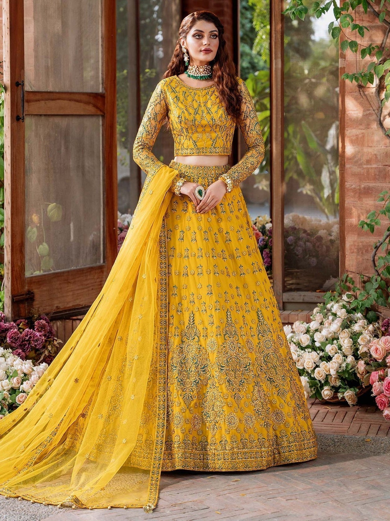 Akbar Aslam Mastani Embroidered Net 3Pc Suit - SHEHERNAZ - House Of Hania