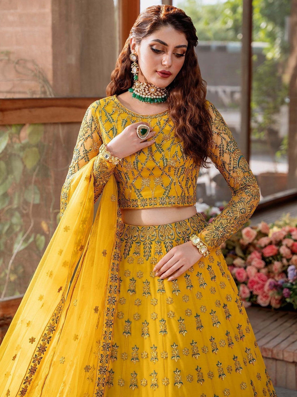 Akbar Aslam Mastani Embroidered Net 3Pc Suit - SHEHERNAZ - House Of Hania
