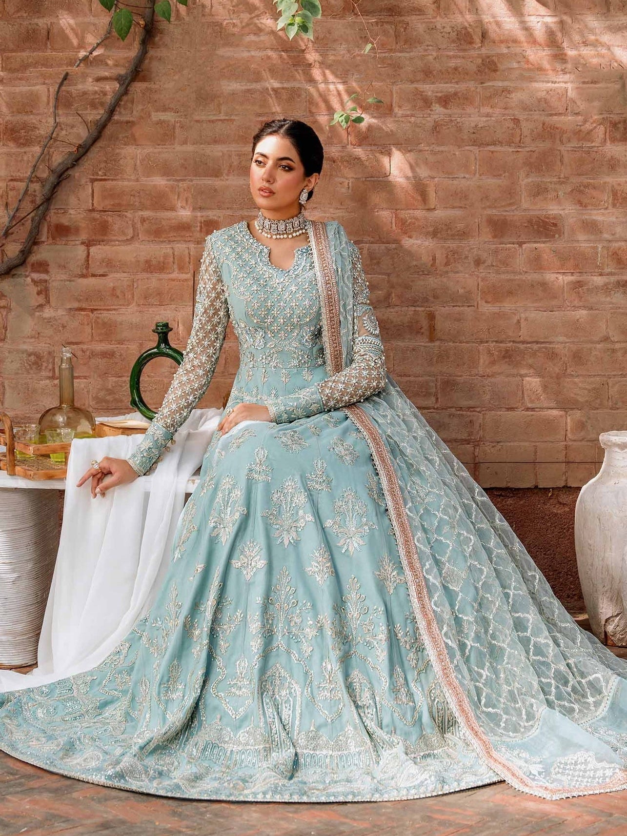 Akbar Aslam Mastani Embroidered Net Suit - JABEEN - House Of Hania