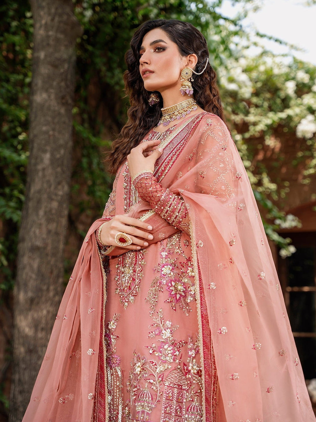 Akbar Aslam Mastani Embroidered Organza 3Pc Suit - MEHRBANO - House Of Hania