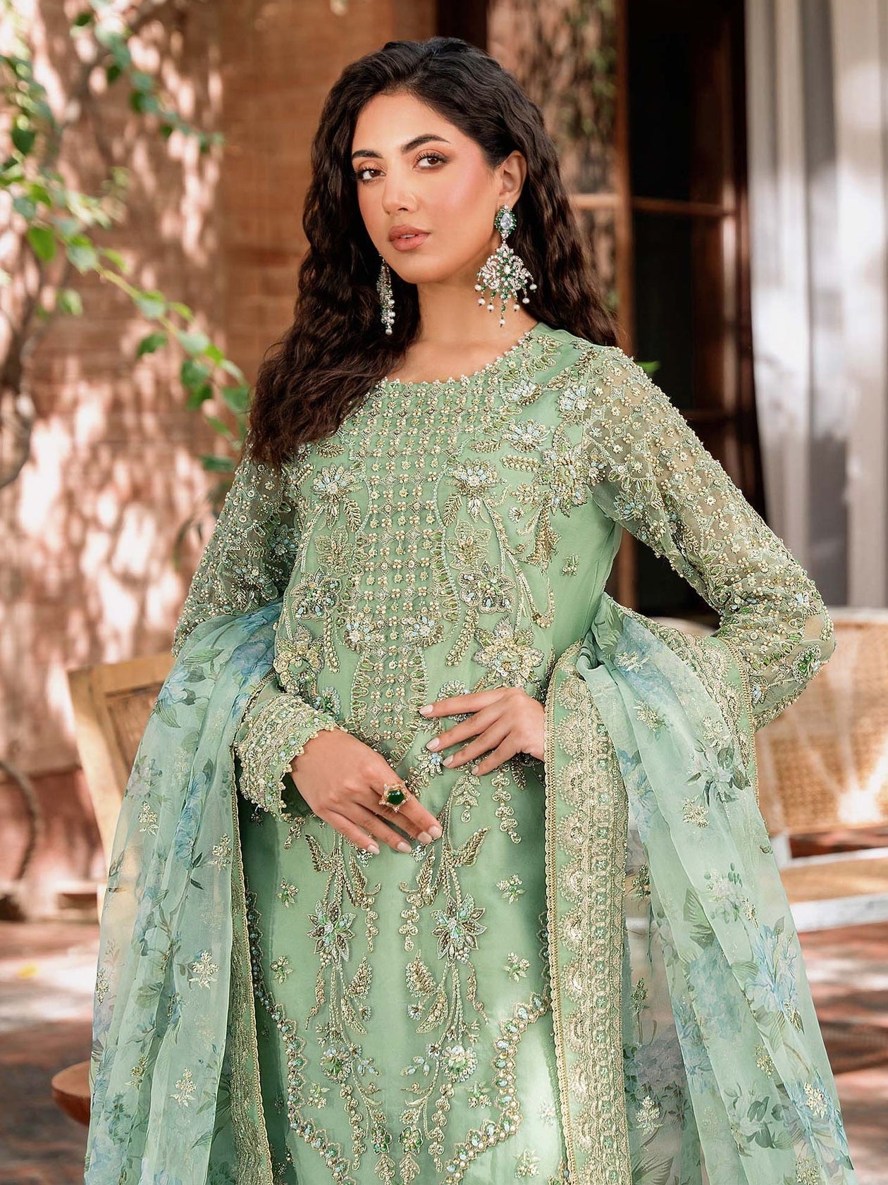 Akbar Aslam Mastani Embroidered Organza 3Pc Suit - RIWAYAT - House Of Hania