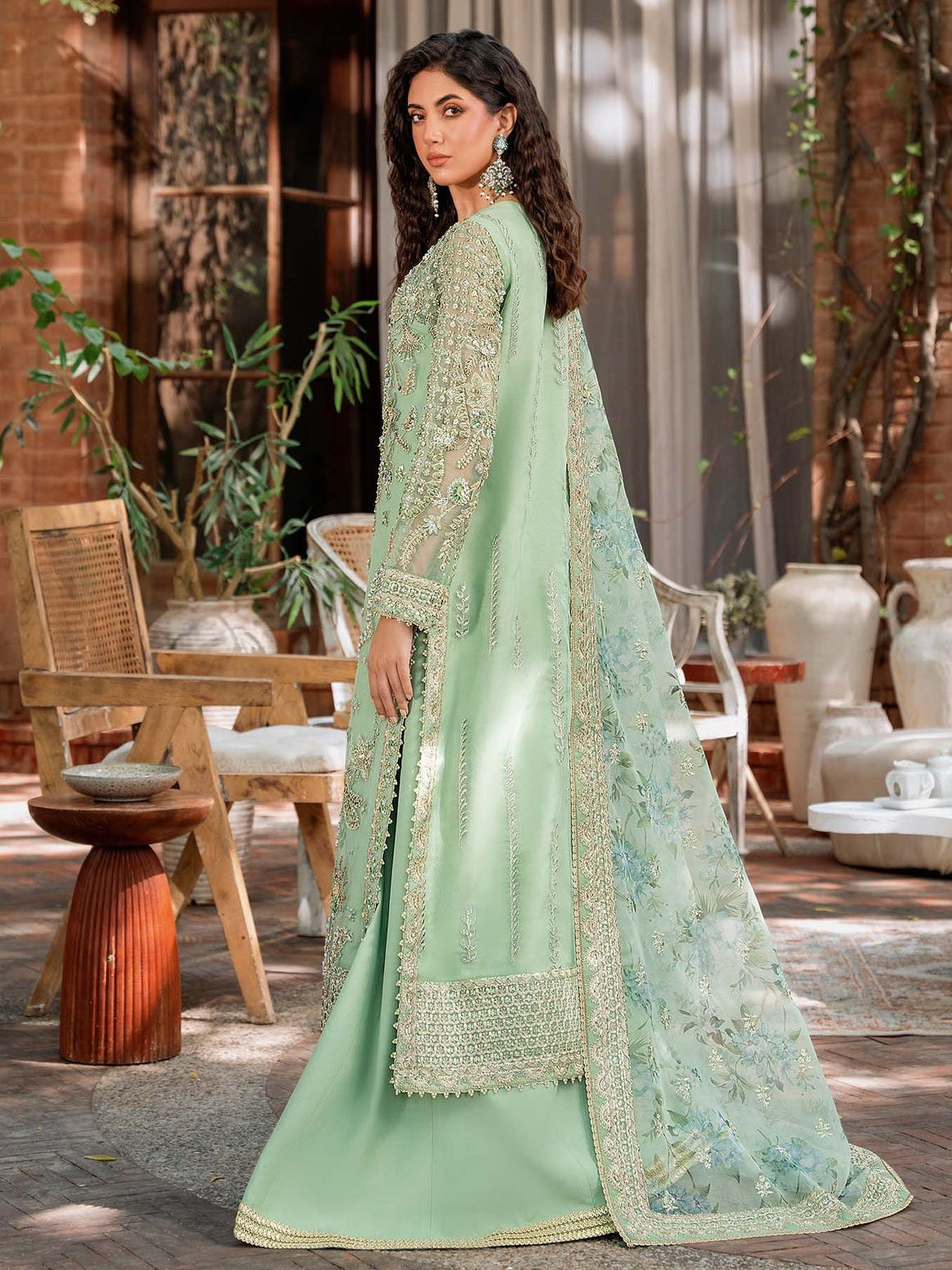 Akbar Aslam Mastani Embroidered Organza 3Pc Suit - RIWAYAT - House Of Hania