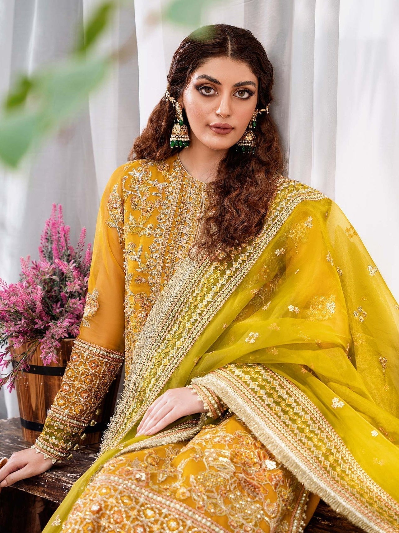 Akbar Aslam Mastani Embroidered Organza 3Pc Suit - ROHI - House Of Hania