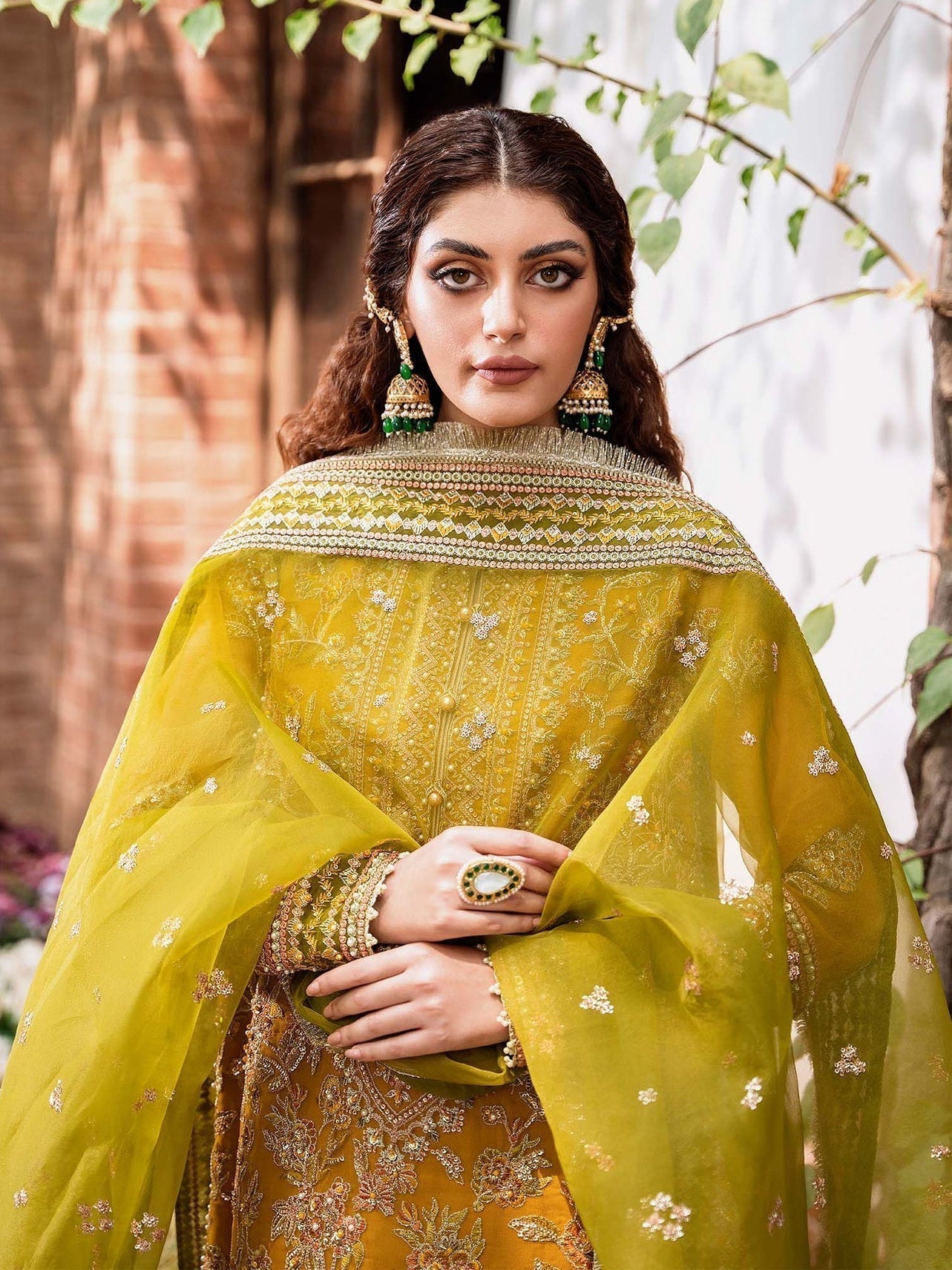 Akbar Aslam Mastani Embroidered Organza 3Pc Suit - ROHI - House Of Hania