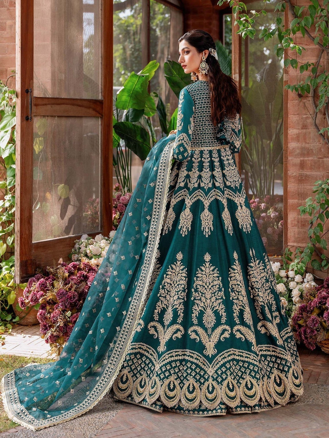 Akbar Aslam Mastani Embroidered Raw Silk 3Pc Suit - JAHANARA - House Of Hania