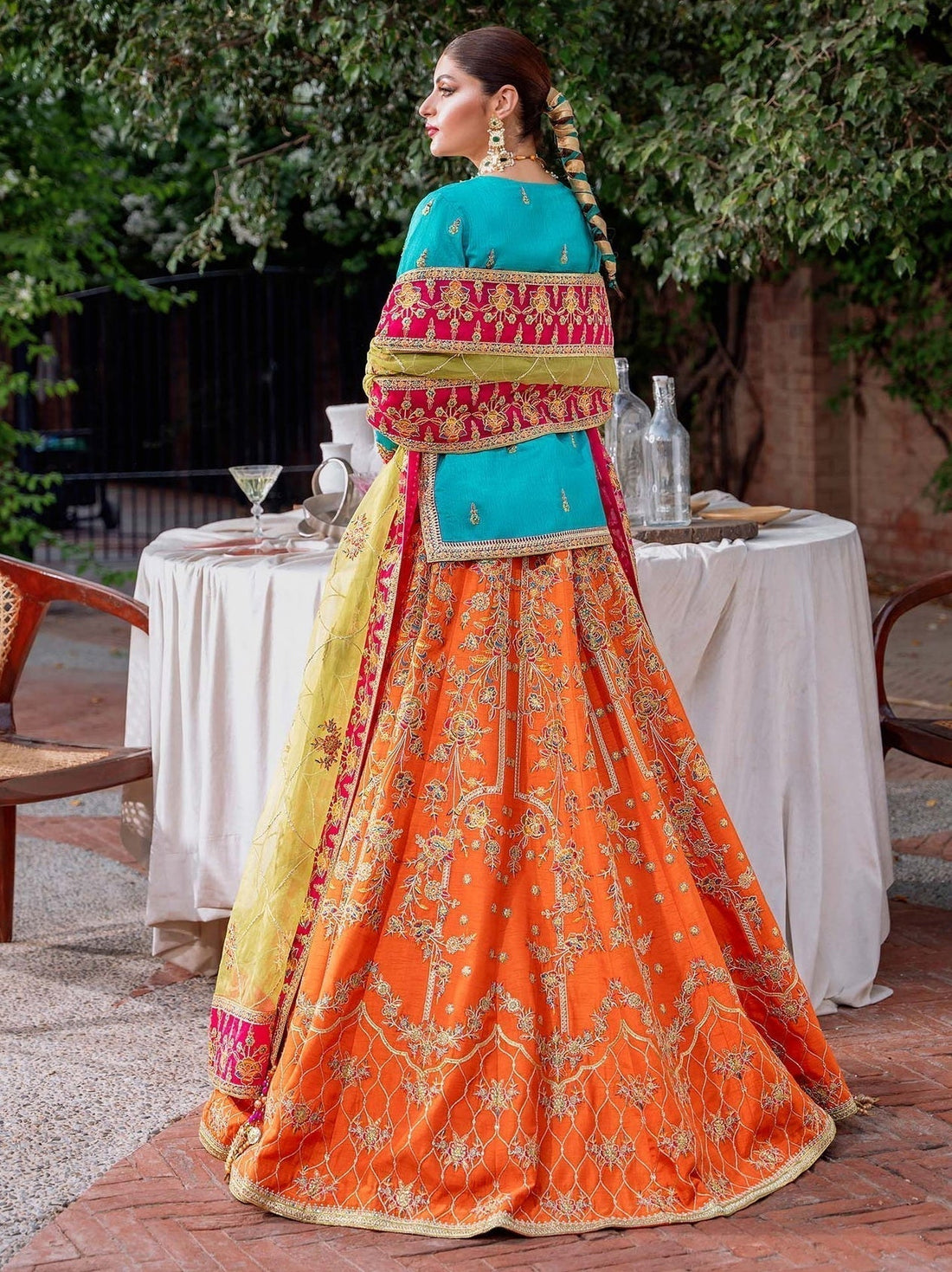 Akbar Aslam Mastani Embroidered Raw Silk 3Pc Suit - MAAHRU - House Of Hania