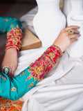 Akbar Aslam Mastani Embroidered Raw Silk 3Pc Suit - MAAHRU - House Of Hania