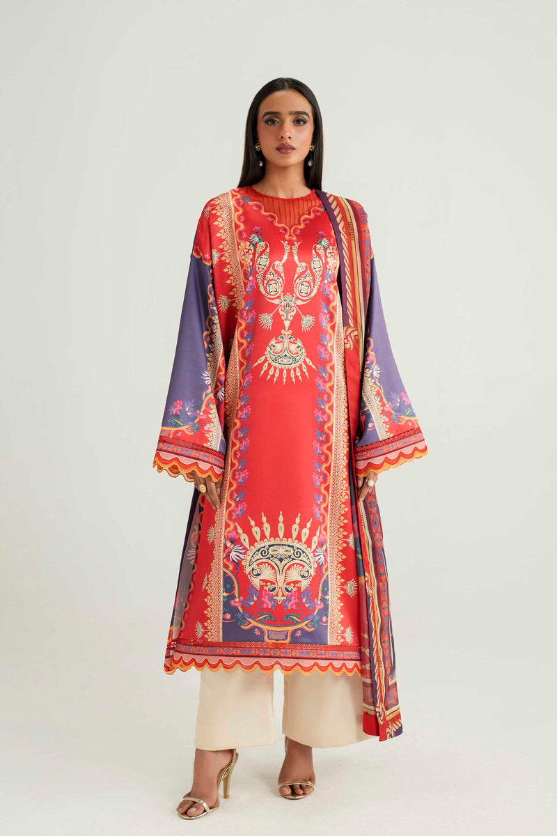 Akbar Aslam | Silk Pret | Coral - House Of Hania