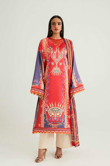 Akbar Aslam | Silk Pret | Coral - House Of Hania