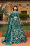 Model wearing Akbar Aslam Gulnar panelled maxi with dupatta