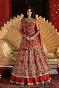 Model wearing Akbar Aslam Marjaan panelled maxi with dupatta