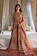Model wearing Akbar Aslam Meherun panelled maxi & trousers with dupatta