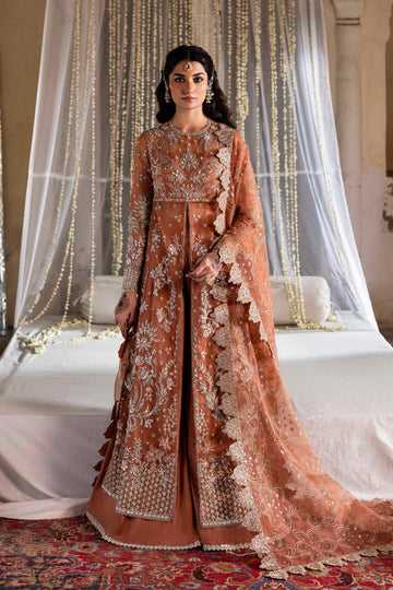 Model wearing Akbar Aslam Meherun panelled maxi & trousers with dupatta