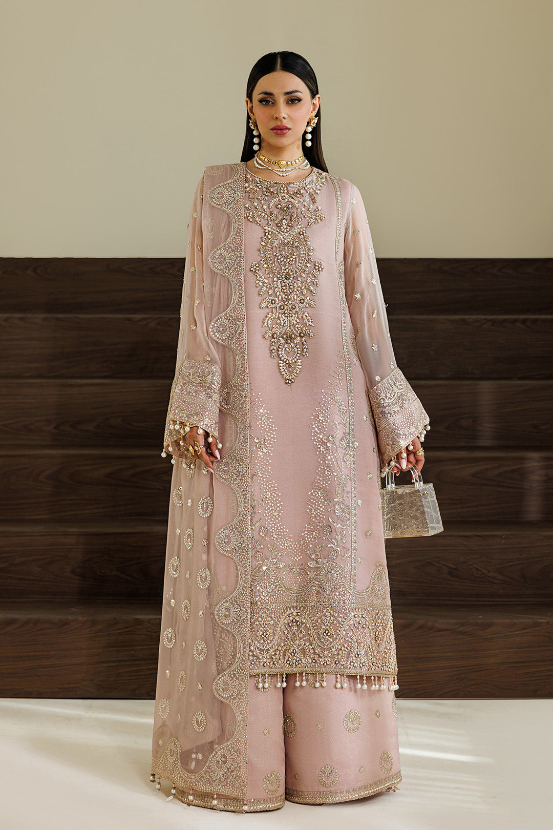 Alizeh | AYMAL V4 - LUXURY BAMBER CHIFFON '26 | AF-BHM-4076-Reef - House Of Hania