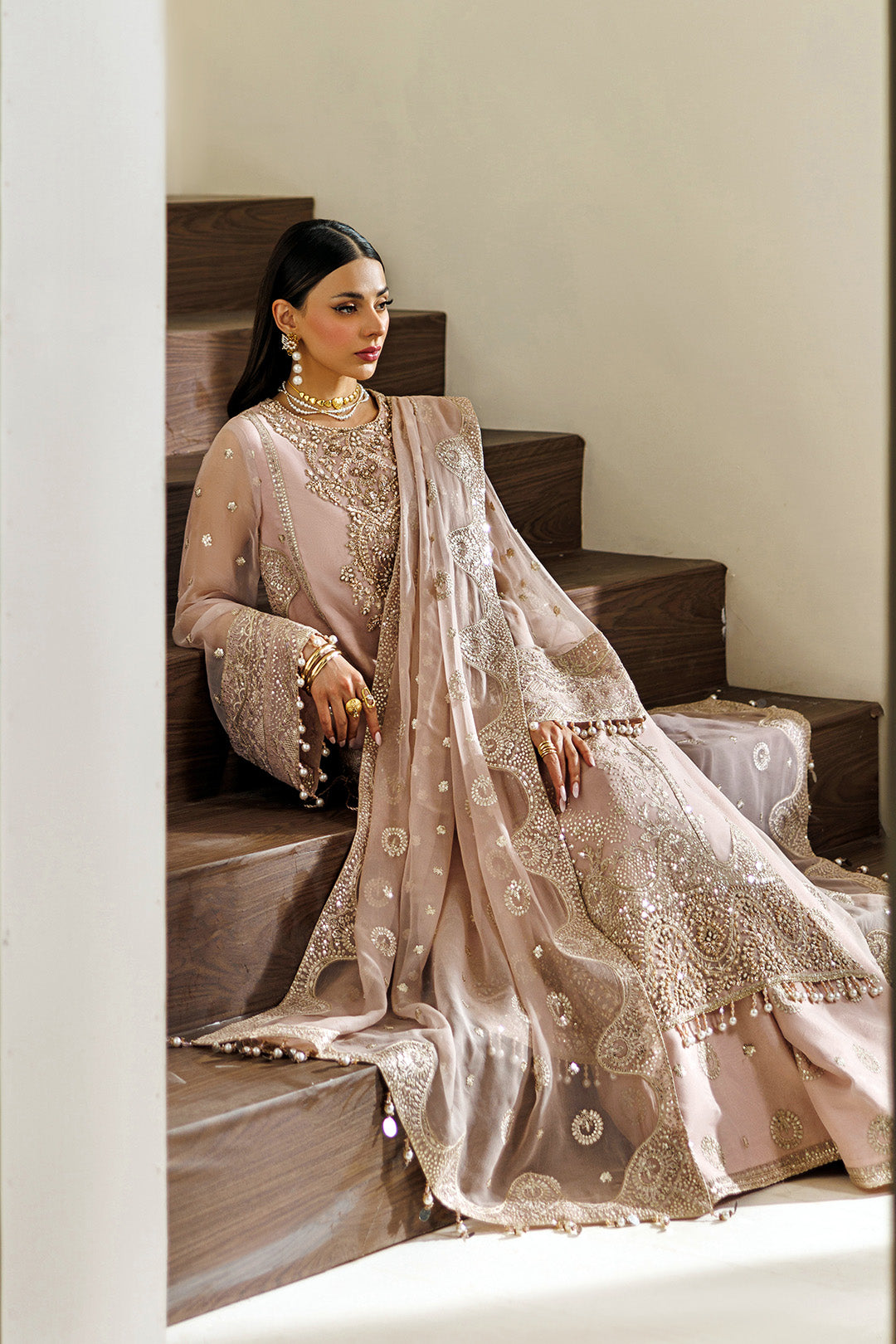 Alizeh | AYMAL V4 - LUXURY BAMBER CHIFFON '26 | AF-BHM-4076-Reef - House Of Hania